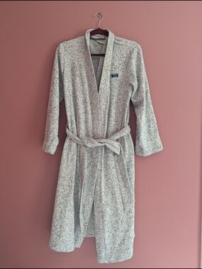 L.L.Bean Women’s Gray Knit Cozy Speckled Robe with Belt - Light Heathered Grey